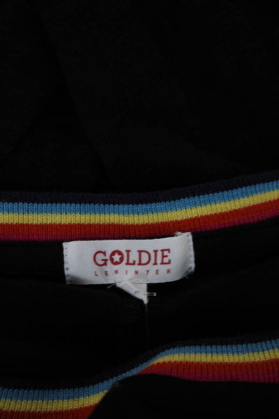 Goldie Womens Ringer Long Sleeve T Shirt Black Modal Blend Crew Neck Size XS