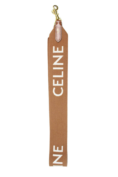 Celine Womens Leather Trim Shoulder Handbag Strap Brown