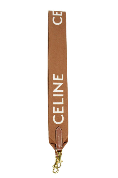 Celine Womens Leather Trim Shoulder Handbag Strap Brown
