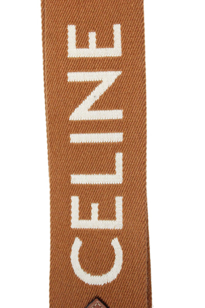 Celine Womens Leather Trim Shoulder Handbag Strap Brown