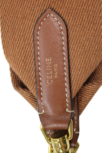 Celine Womens Leather Trim Shoulder Handbag Strap Brown
