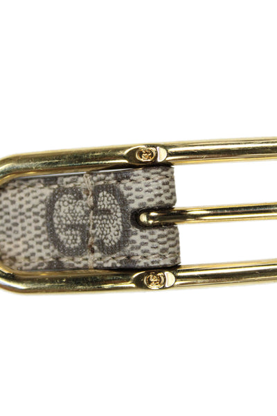 Gucci Womens Monogram Coated Canvas Skinny Belt Brown Size 38