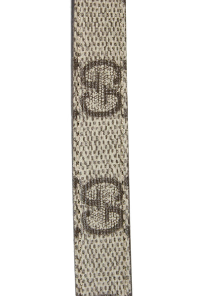 Gucci Womens Monogram Coated Canvas Skinny Belt Brown Size 38