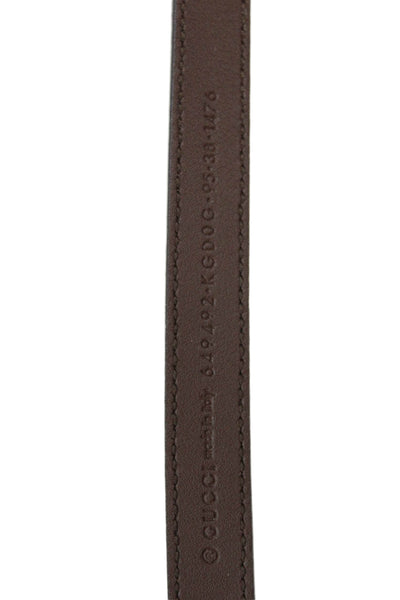 Gucci Womens Monogram Coated Canvas Skinny Belt Brown Size 38