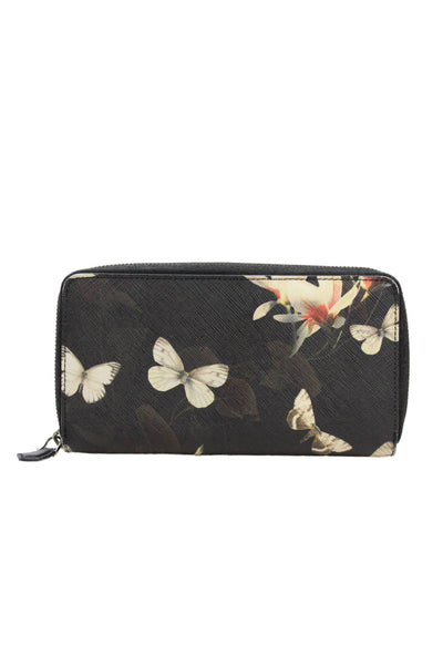 Givenchy Womens Leather Floral Butterfly Print Wallet Black