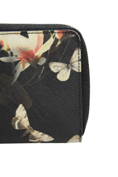 Givenchy Womens Leather Floral Butterfly Print Wallet Black