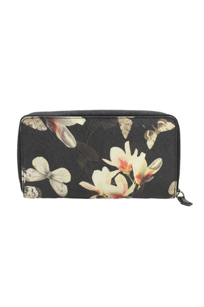 Givenchy Womens Leather Floral Butterfly Print Wallet Black