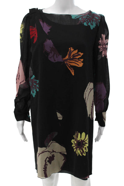 M Missoni Women Black Shift Dress Long Sleeve Wool Size 10