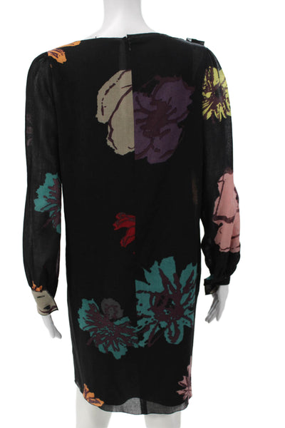 M Missoni Women Black Shift Dress Long Sleeve Wool Size 10