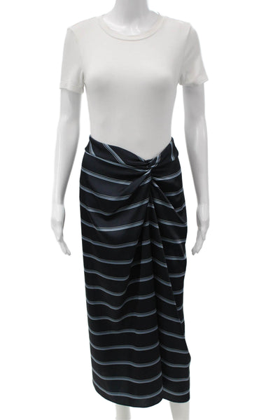 Vince Womens Wrap Maxi Striped Black Polyester Skirt Size 8