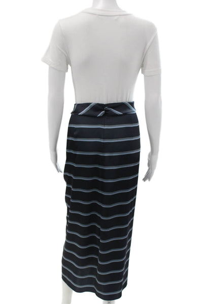 Vince Womens Wrap Maxi Striped Black Polyester Skirt Size 8