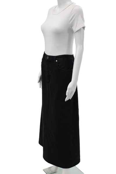 Agolde Women Straight Pencil Maxi Skirt Black Polyester Size 33