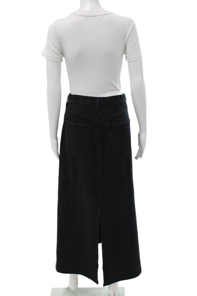 Agolde Women Straight Pencil Maxi Skirt Black Polyester Size 33