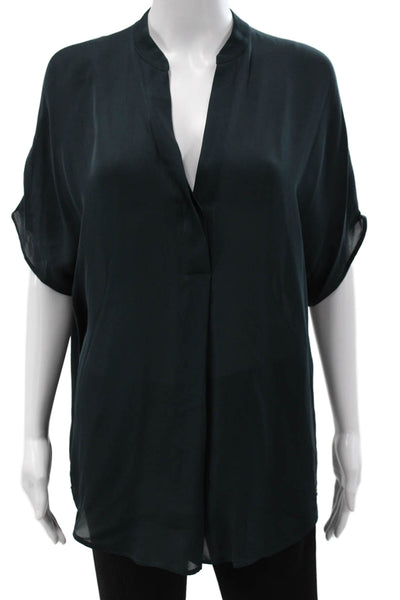 Vince Womens Kimono Blouse Black 100% Silk Short Sleeve Size S