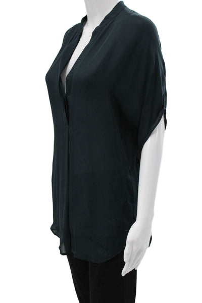 Vince Womens Kimono Blouse Black 100% Silk Short Sleeve Size S