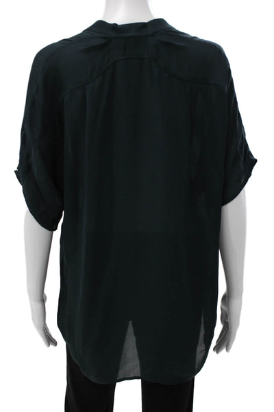 Vince Womens Kimono Blouse Black 100% Silk Short Sleeve Size S