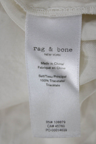 Rag & Bone Womens White V-Neck Button Long Sleeve Blouse Triacetate Size S