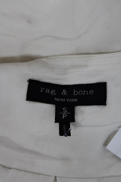 Rag & Bone Womens White V-Neck Button Long Sleeve Blouse Triacetate Size S