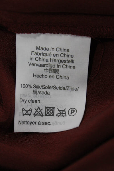 J Crew Collection Women Silk Tunic Brown High Neck Long Sleeve Size M