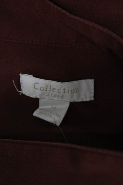 J Crew Collection Women Silk Tunic Brown High Neck Long Sleeve Size M
