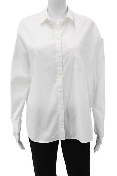 Madewell Women White Collared Button-Up Long Sleeve 100% Cotton Size S