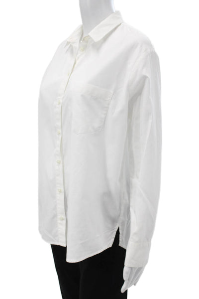 Madewell Women White Collared Button-Up Long Sleeve 100% Cotton Size S