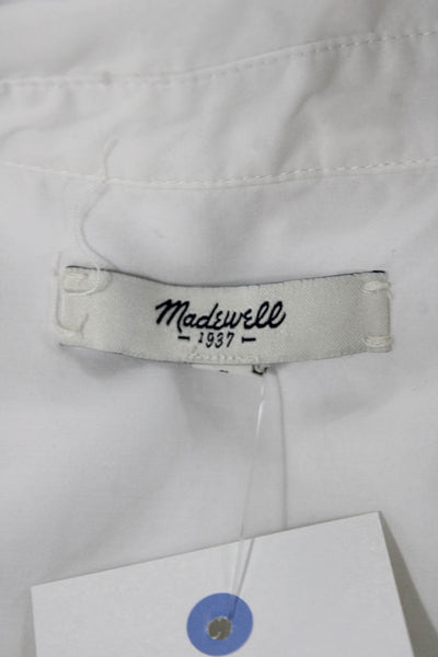 Madewell Women White Collared Button-Up Long Sleeve 100% Cotton Size S