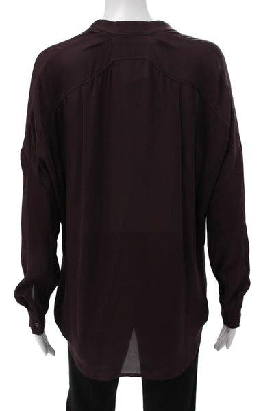 Vince Women Silk Tunic Blouse Long Sleeve Button Purple Size S