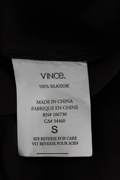 Vince Women Silk Tunic Blouse Long Sleeve Button Purple Size S