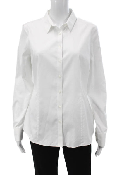 Brooks Brothers Womens White Collared Long Sleeve Cotton Button-Up Size 10