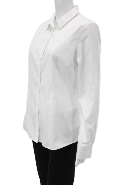 Brooks Brothers Womens White Collared Long Sleeve Cotton Button-Up Size 10