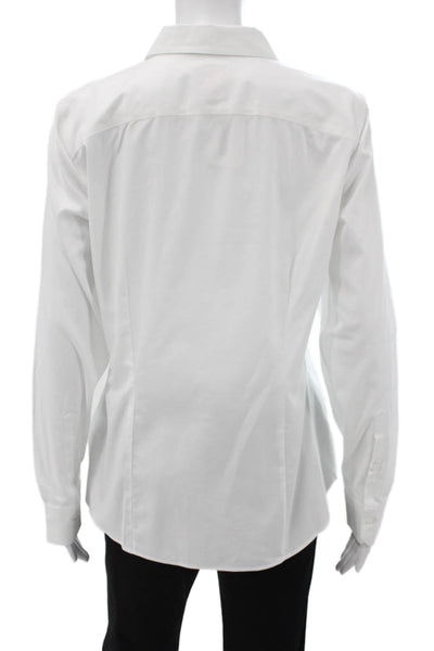 Brooks Brothers Womens White Collared Long Sleeve Cotton Button-Up Size 10