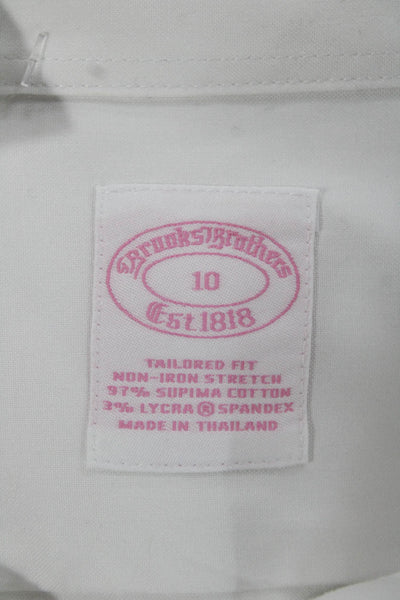 Brooks Brothers Womens White Collared Long Sleeve Cotton Button-Up Size 10