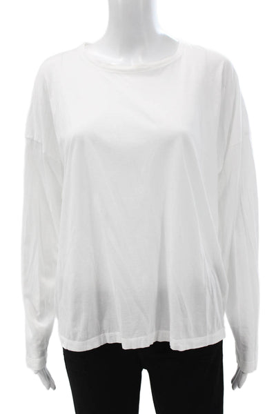 Vince Womens Basic Pima Cotton White Long Sleeve T-Shirt Size M