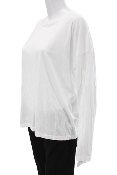Vince Womens Basic Pima Cotton White Long Sleeve T-Shirt Size M