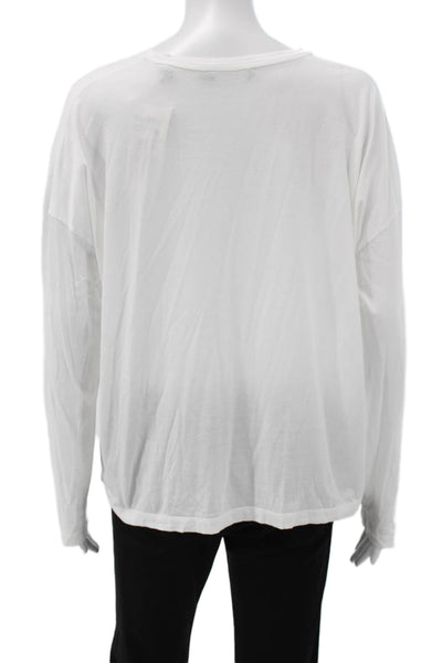 Vince Womens Basic Pima Cotton White Long Sleeve T-Shirt Size M