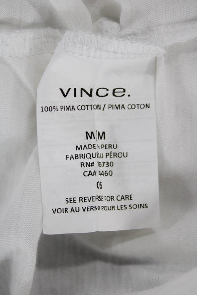 Vince Womens Basic Pima Cotton White Long Sleeve T-Shirt Size M