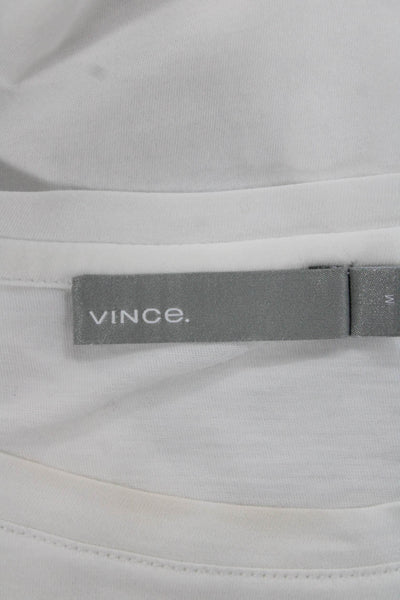 Vince Womens Basic Pima Cotton White Long Sleeve T-Shirt Size M