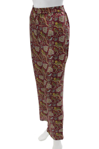 J Crew Collection Womens Dress Pants Red 100% Silk Floral Size S