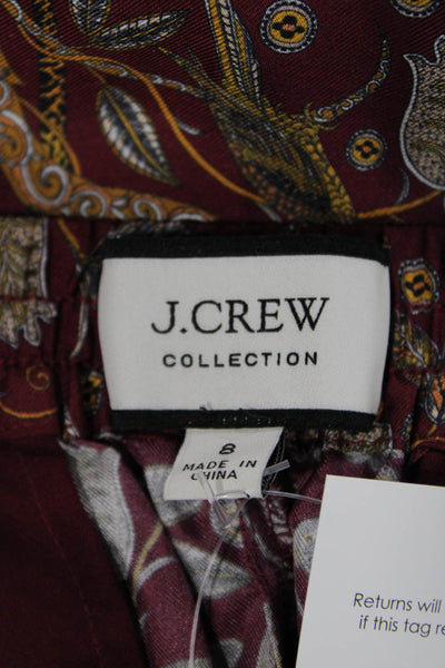 J Crew Collection Womens Dress Pants Red 100% Silk Floral Size S