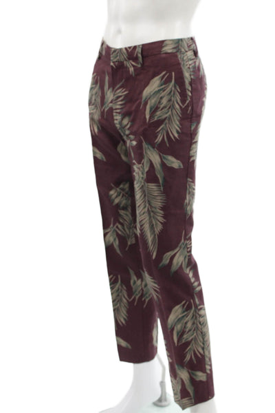 Bonobos Mens Cropped Dress Pants Purple Floral Cotton Button Size 33
