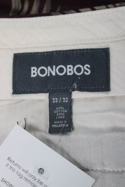 Bonobos Mens Cropped Dress Pants Purple Floral Cotton Button Size 33