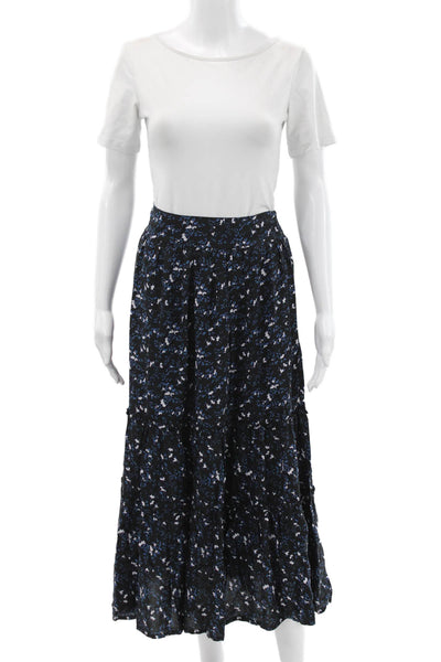 Walker & Wade Women Black Floral Maxi Peasant Skirt 100% Rayon Size 2XS