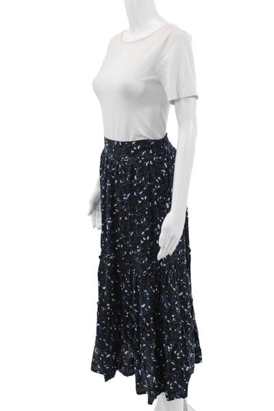 Walker & Wade Women Black Floral Maxi Peasant Skirt 100% Rayon Size 2XS