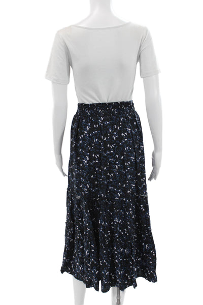 Walker & Wade Women Black Floral Maxi Peasant Skirt 100% Rayon Size 2XS