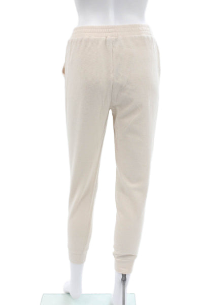 Muze Womens Beige Cotton Jogger Sweatpants Button Closure Size S