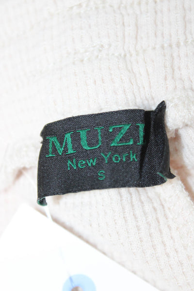Muze Womens Beige Cotton Jogger Sweatpants Button Closure Size S