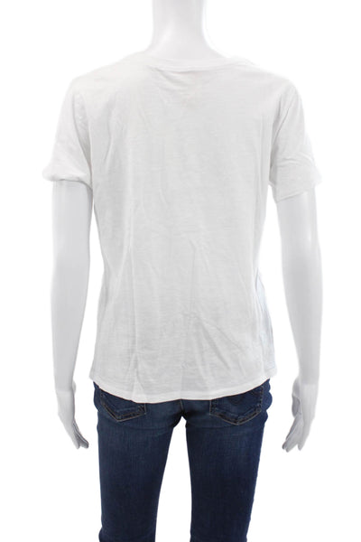Cinq A Sept Women White Basic Short Sleeve Crewneck 100% Cotton Tee Size XS