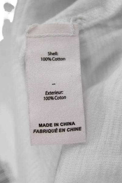 Cinq A Sept Women White Basic Short Sleeve Crewneck 100% Cotton Tee Size XS