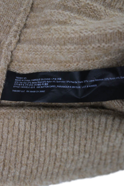 Theory Unisex Beige Striped V Neck Button Cardigan Long Sleeve Size XS